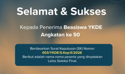 PENGUMUMAN PESERTA CADANGAN PENERIMA BEASISWA YKDE ANGKATAN KE-50